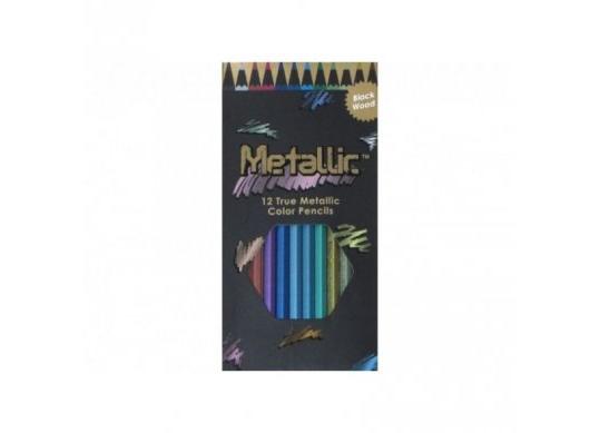 Creioane color Marco 12cul Metallic (lemn negru) M5101B-12CB