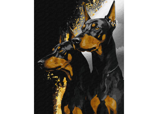 Tablou (40*50/cifre) Dobermani fideli (culori metalice) KHO6524