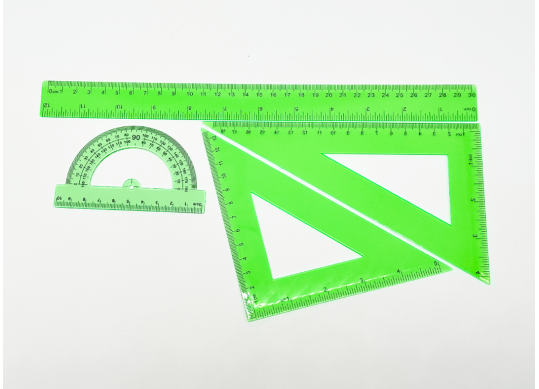 Rigle Set (rigla 30cm/2echere/raportor)color transparent MLD7-2