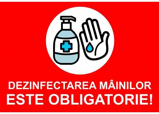 Eticheta info Dezinfectarea mainilor obligatorie, 21X30cm (laminat) BX000002