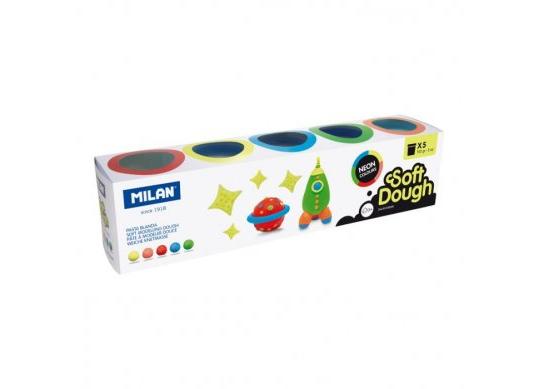 Plastilina Milan 5 culori x 142g Neon 913505N