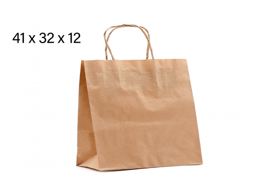 Punga hirtie craft 41*32*12, 90gr, cu minere rasucite 413212-90-C