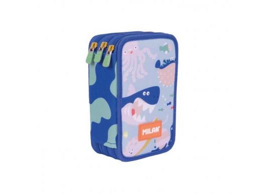 Penar Milan 3 fermoare cu rechizite Blue Odyssey 081364BD