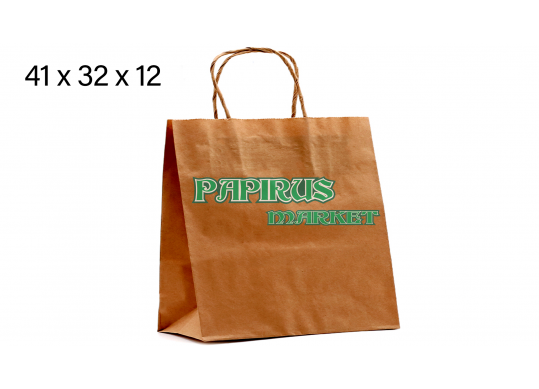 Punga hirtie craft 41*32*12 90gr, PAPIRUS  cu minere rasucite 413212P