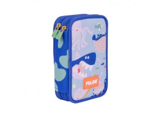 Penar Milan 2 fermoare cu rechizite, Blue Odyssey 081264BD