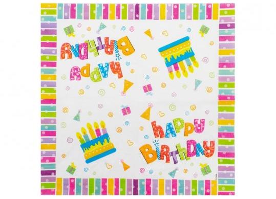 Servetele de masa MAXI Happy Birthday 20 b 33*33cm 2 straturi MX446100