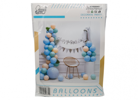 Baloane baner set 100 buc + cifra 1 (Albastru) 232289