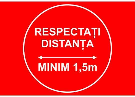 Eticheta info Respectati distanta 1m, 21X30cm laminat) BX000001