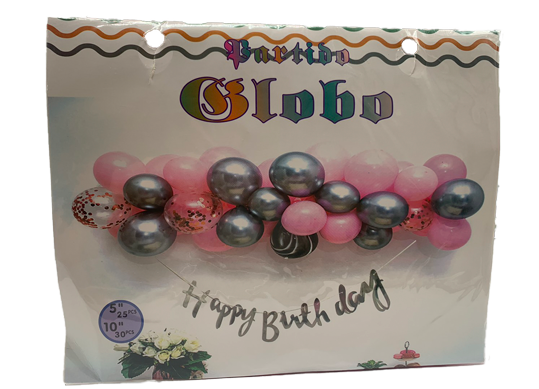 Baloane compozitii 30buc roz,alb,transparent AP003883-1