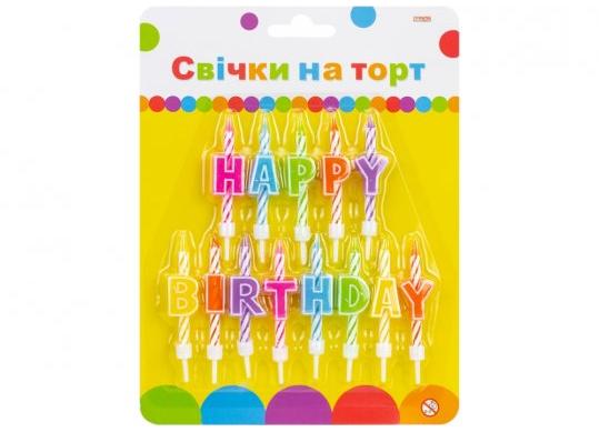 Lumanare p/u torta MAXI (13buc) Happy Birthday 6 cm MX620204