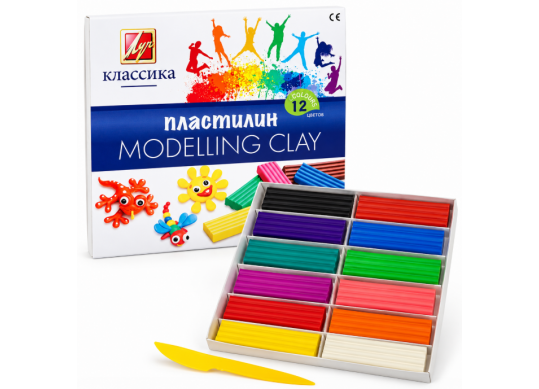 Plastilină Clasică 12 culori cu instrument pentru modelare 7C331-08