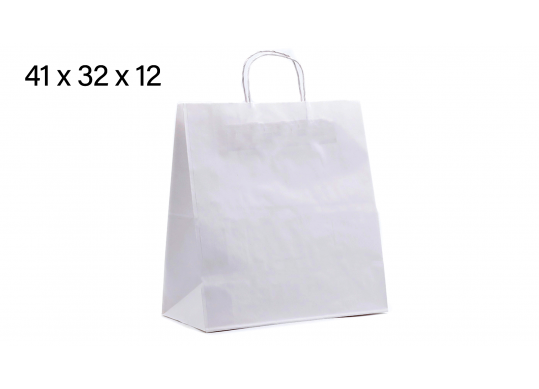 Punga hirtie alba 41*32*12 90gr, cu minere rasucite 413212R